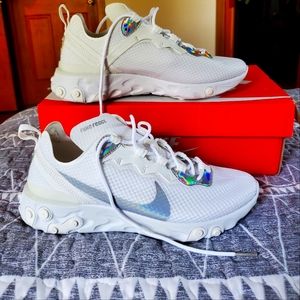 Women's Nike React, Size 8, white and silver